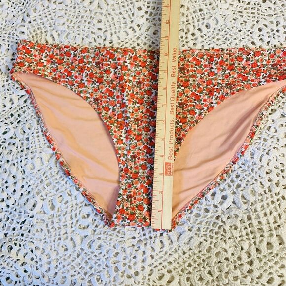 OG $24.95 NWT! Aerie (XL)Swim Bottom Bikini Orange Red White Green Floral Design - Picture 7 of 7